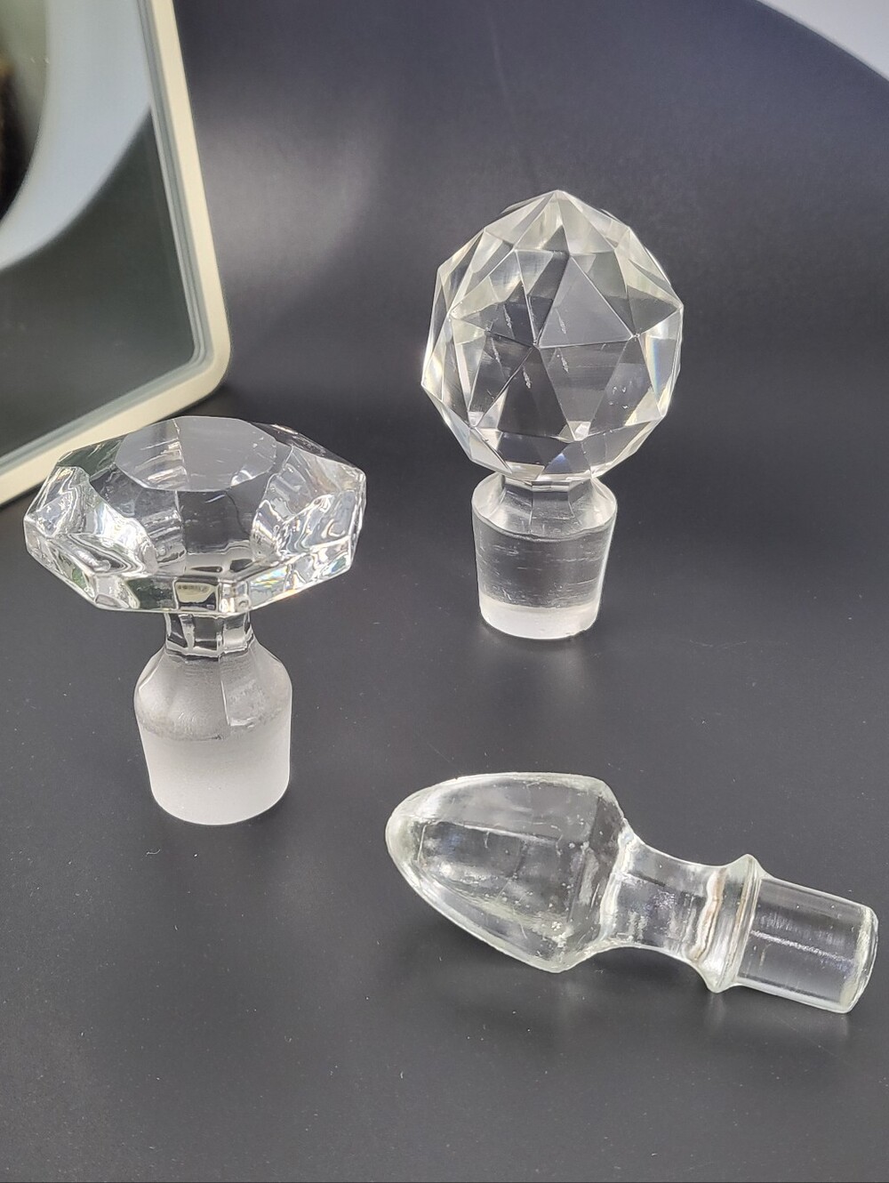 3p Clear Glass Crystal Bottle Stoppers - Replacements Hollywood Regency Glamour